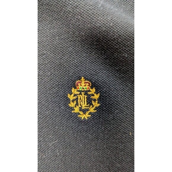 Ralph Lauren Vintage 90s Shirt Polo Black Collared Medium Preppy - Picture 3 of 4